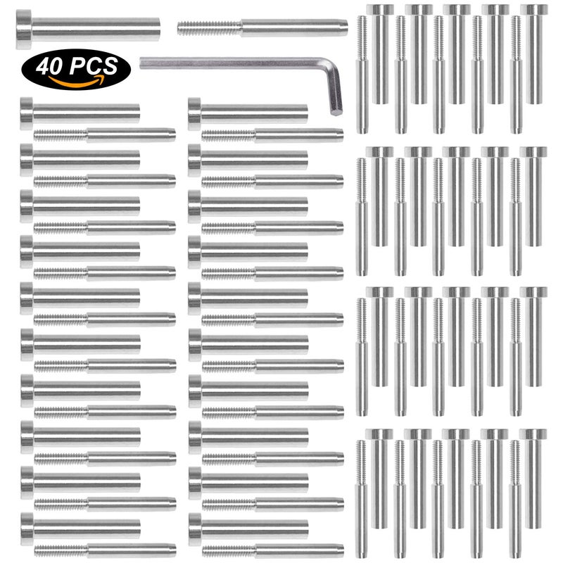 CKE 40 Pack Stainless Steel Invisible Receiver and Swage Stud End for 3/16 Inch Cable Railing, Deck Stair Threaded End Fitting for Wood & Metal Post - Image 1